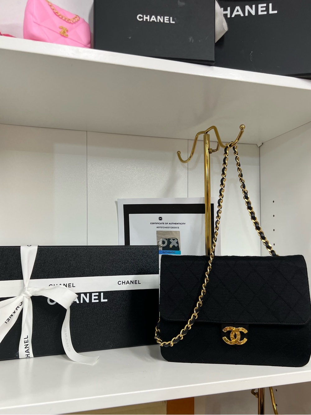 🔥🔥 CHANEL Jersey CC Closure flat with 24k gold plated chain strap
